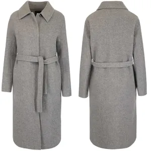 NWT Theory Womens Long Grey Wool and Cashmere Shirttail Belted Coat, size XS thumbnail 3