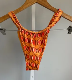 Zara geometric pattern string bikini bottom in orange thumbnail 1