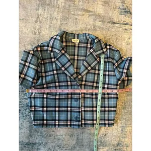 John Galt Blue Plaid Cropped Button Front Top One Size (XS / S) thumbnail 4