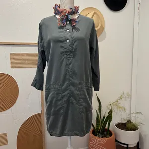 GAP Sage Green Linen Blend Utility Pockets Slip on Summer Dress Small thumbnail 2