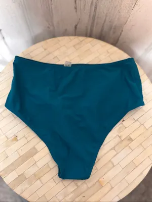 SHEIN High Waisted Bikini Bottoms Womens Small Teal Blue Swim Briefs thumbnail 4