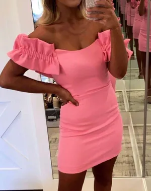 These Three Boutique Pink Ruffle Dress thumbnail 1