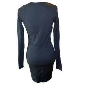 Say What Y2K Black Rhinestone Bodycon Mini Dress Long‎ Sleeve S NWOT thumbnail 5