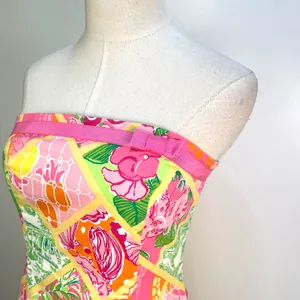 Vintage Lilly Pulitzer Strapless Mini Dress Pink thumbnail 2