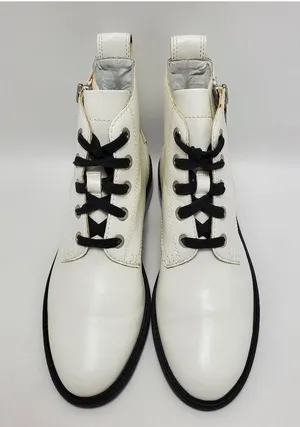 White Abound Combat Side Zip Lace Up Boot Size 8.5 thumbnail 1