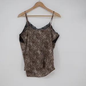 Violette Snakeskin Print Lace Trim Camisole Tank Top Brown Black Large thumbnail 5
