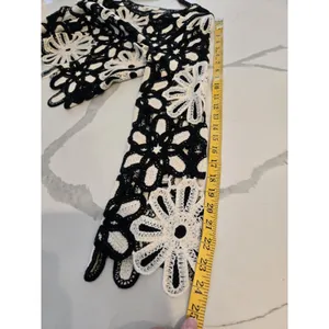 Rebellion Again Floral Crochet Top Black White Open Knit Daisy Sweater Women L thumbnail 10
