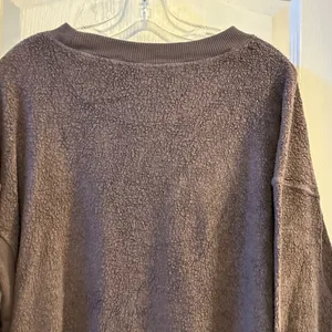 Aerie Oversized Sherpa Fleece Pullover Sweatshirt Women's Small‎ Brown thumbnail 9
