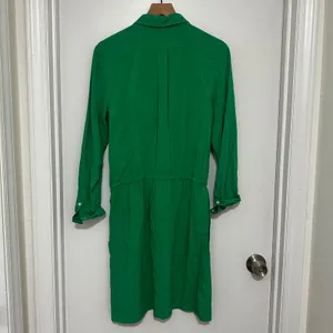 Lauren Ralph Lauren | Green Viscose Long Sleeve Button Front Shirt Dress, 8 thumbnail 3