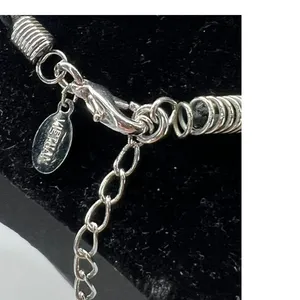 Heart necklace pendant crystals silk cord Vietnam Stainless Steal Charm 8" thumbnail 6