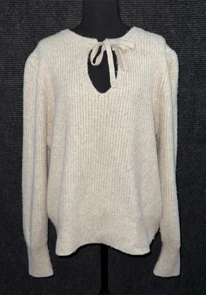 FRYE And CO Women’s Chunky Knit Sweater XL V Neck Puff Shoulder Pullover Boho thumbnail 1