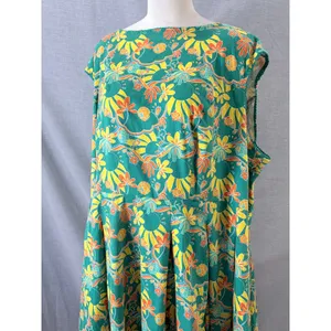 Bright and Beautiful Midi Dress Green Floral Sunburst Mod Retro Plus 24 thumbnail 2