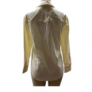 Casa Cabana Bethany Butter Yellow Striped Button Down Shirt Size Small New thumbnail 3