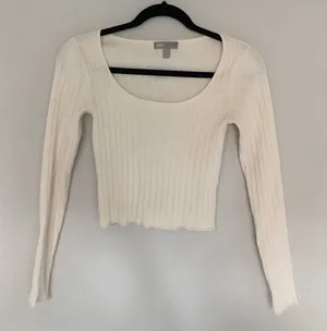 ASOS ✨scoop neck long sleeve sweater in fine knit rib✨ thumbnail 1