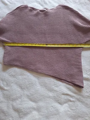 Anthropologie Ribbed Knit Sweater M Oversized Asymmetrical Mauve Purple Pullover thumbnail 11