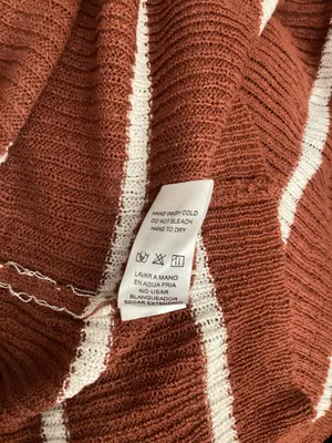 Doe & Rae Burnt Orange And White Striped Long Cardigan Size Medium thumbnail 5