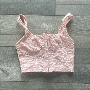 Wild Fable Pink Floral Lace Corset Crop Tank Top Size XS. thumbnail 3
