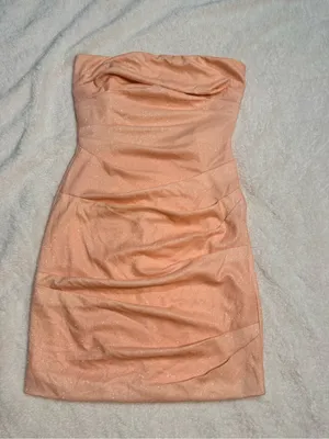 Lovely Day Strapless Peach Mini Dress with Dramatic Back Bow thumbnail 12