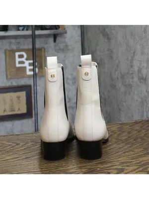 Michael Michael Kors Block Heel Ankle Boots Light Cream Off White / Black 8M thumbnail 3