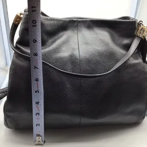 COACH black leather three compartment shoulder bag thumbnail 5