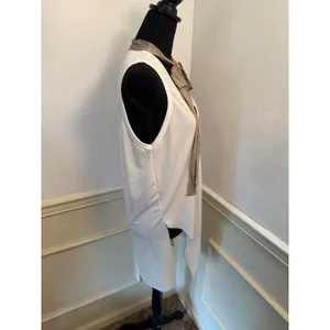 Zara Woman Basic Collection Asymmetric V-Neck Sleeveless Tunic Top Knit Scarf thumbnail 6