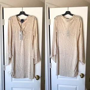 I.AM.GIA Dress Amina Cutout Adjustable Ruching Sheer Velvet Tan‎ Burn Out XL NWT thumbnail 2