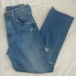 MOTHER The Tripper Ankle Fray Straight Leg Distressed Button Fly‎ Sz 27 thumbnail 13