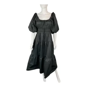 THML Black Puff Sleeve Tiered Midi Dress‎ Ruffle Off Shoulder Party thumbnail 3