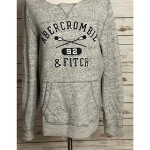 Abercrombie & Fitch distressed oversized marled grey sweatshirt Size Medium thumbnail 4