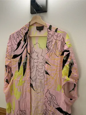 EUC Anthropologie Bel Kazan Kimono Floral Tropical Beach Cover Up OS Ret $138 thumbnail 4