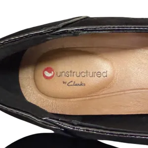 Clarks Unstructured Un Cosmo Way Black Suede Patent Leather Block Heel 8.5‎ thumbnail 3