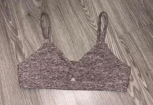 Alo Yoga Alosoft Lounge Brown Speckled V-Neck Bralette thumbnail 2