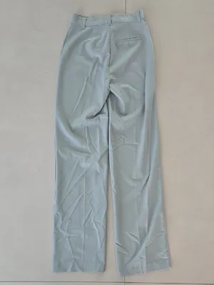 Pull&Bear Wide-Leg Trousers in Light Sage Size 0 thumbnail 3