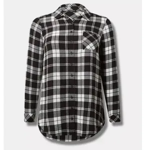 Torrid Black Lizzie Crinkle Flannel Gauze‎ Button Up Tunic Size 2X thumbnail 5
