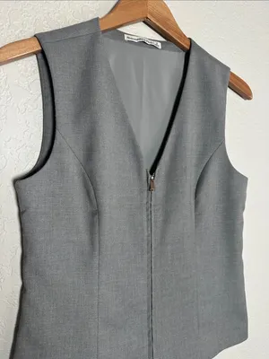 Abercrombie & Fitch Gray Vest Full Zip Minimalist City Chic Tailored Small thumbnail 3