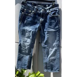Miss Me Jeans Womens 27 Low Rise Signature Boot Cut Distress Beaded Embroidered thumbnail 2