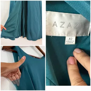 Azazie A2 Teal Mermaid Bridesmaid Dress Floor Length Slit Mesh Formal Gown thumbnail 5