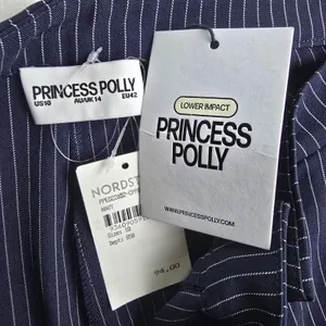 Princess Polly NWT Navy Pinstripe Wide Leg Pants High‎ Waisted Trousers Size 10 thumbnail 5