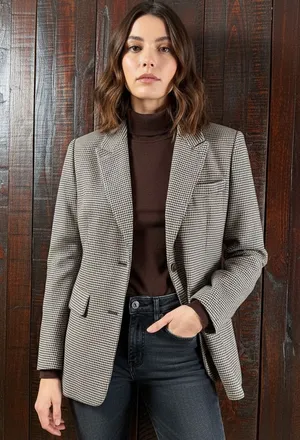 Astr Houndstooth Oversized Wool Blazer, Small thumbnail 1