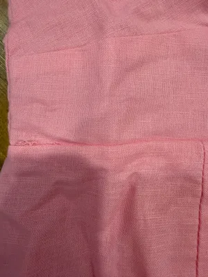 Hello Molly Pink Mini Dress Women's Size M V Neck Coquette Linen Cotton thumbnail 10