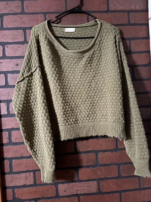 Altar'd State Sweater Knit Cropped olive green thumbnail 1