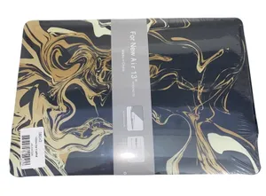 MacBook‎ Air 13 Case A1932 A2179 Marble Hard Shell Cover Black Gold NWT thumbnail 1