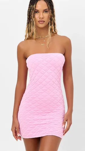 Frankie’s Bikinis Taylor Strapless Tube Dress Baby Pink XL thumbnail 1
