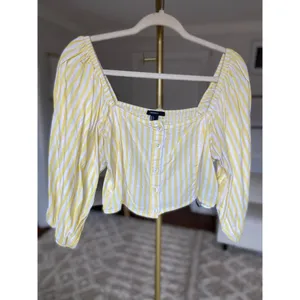 Forever 21 Gingham Crop Top Puff Sleeve Cottagecore Smocked Cotton Vaca Summer L thumbnail 2