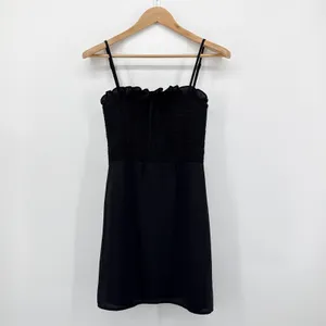 Superdown Black Anna Smocked‎ Ruffle Mini Dress Adjustable Straps Size Small thumbnail 3