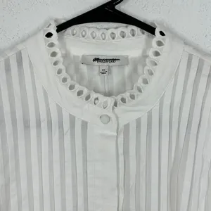 Madewell White Lace‎ Crochet Tuxedo Pleat Tunic Dress XL Cottagecore Cute NWT thumbnail 6
