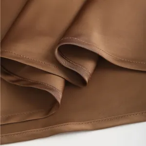 Rihoas Coffee Satin Boat Neck Slip Midi Dress thumbnail 8