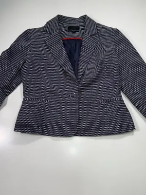 Cynthia Rowley 100% Cotton Cropped Navy Textured Single-Button Blazer thumbnail 2