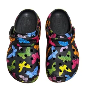 Crocs Classic Platform Graphic Clog Butterfly Black Multicolor Women’s 7 thumbnail 1