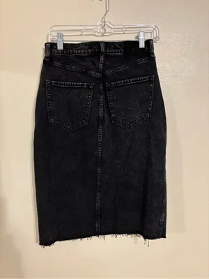 Abercrombie & Fitch Black Denim Midi Skirt Slit 27/4 thumbnail 9